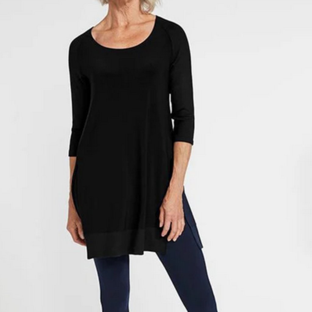 Sympli Motion Trim Raglan Tunic Size 6 Black
